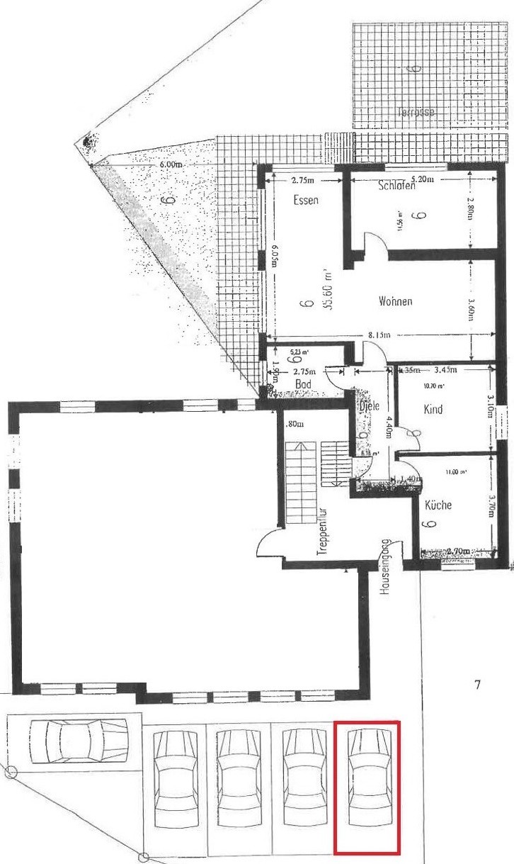 Grundriss Wohnung + Stellplatz