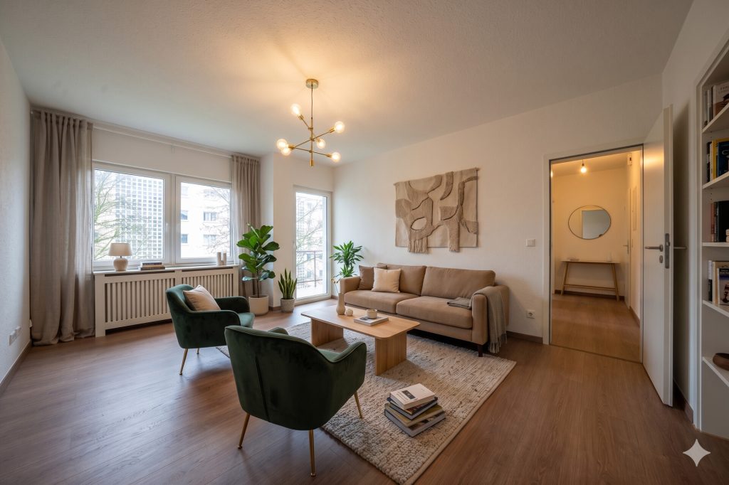 Wohnzimmer KI generiert