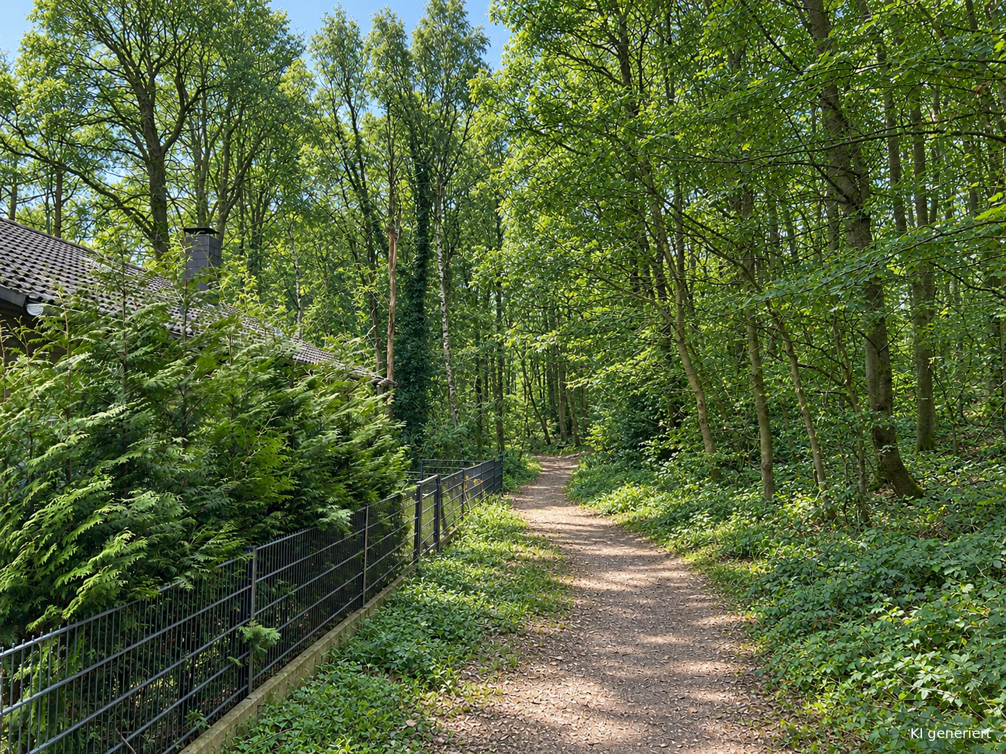 städtischer Wanderweg hinter dem Haus